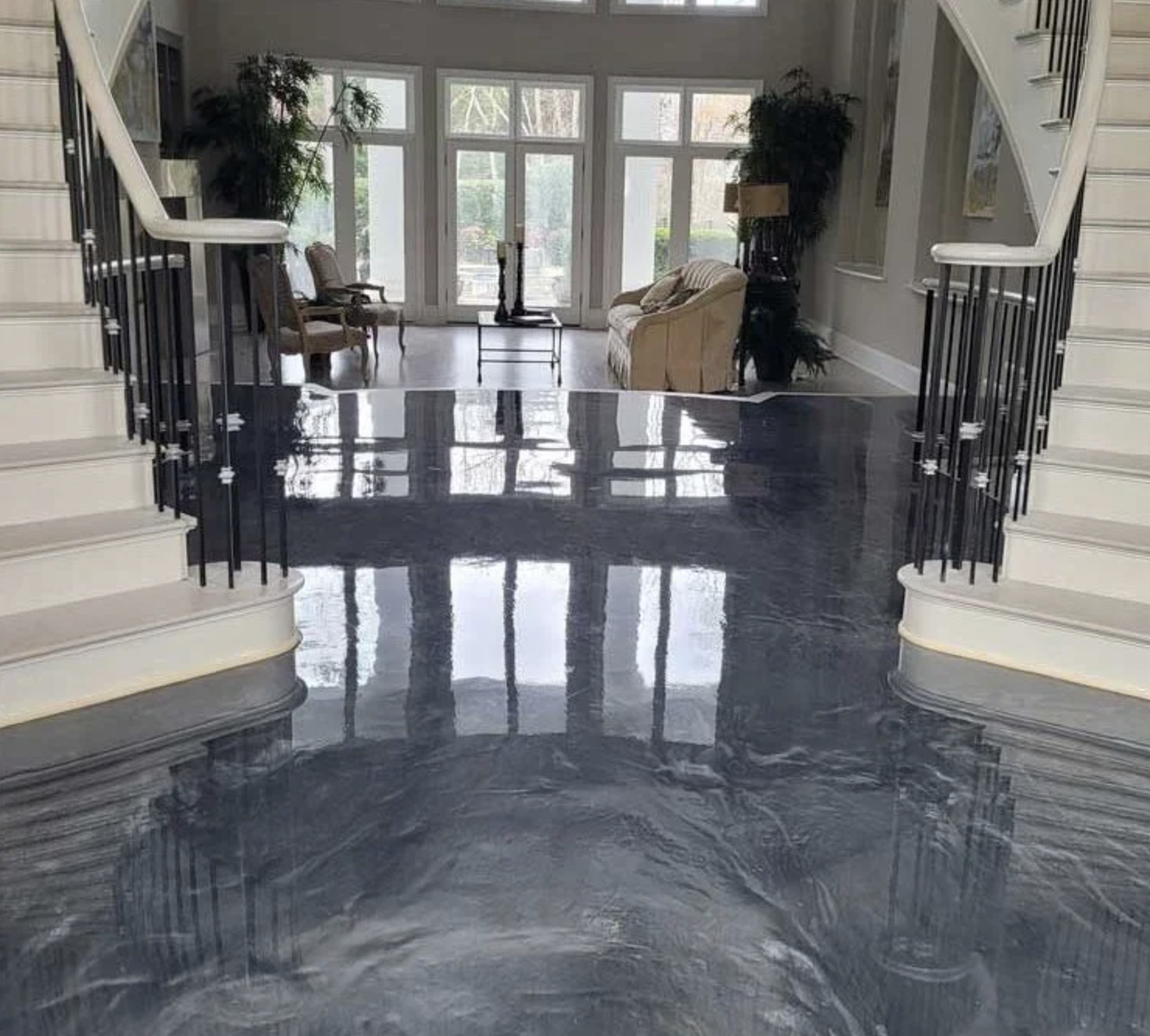 Decorative stained concrete floor in Oxnard, CA