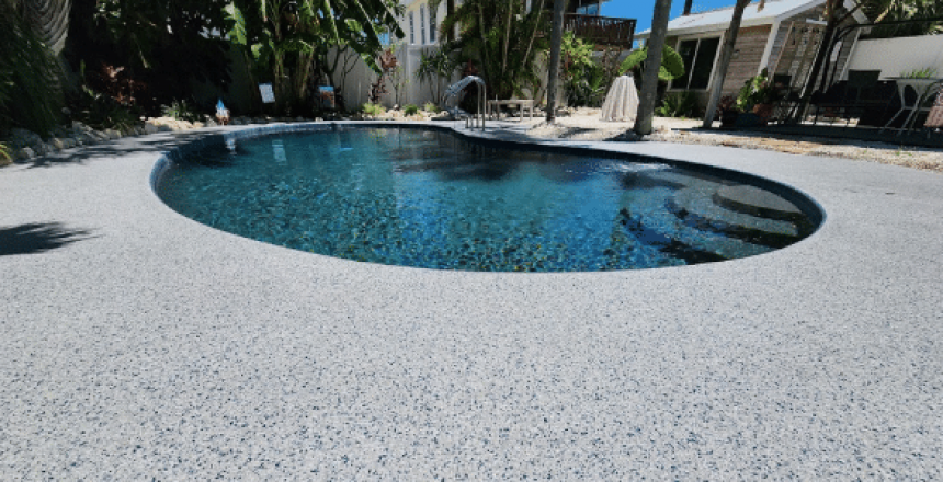 Textured epoxy pool deck coating in Ventura County